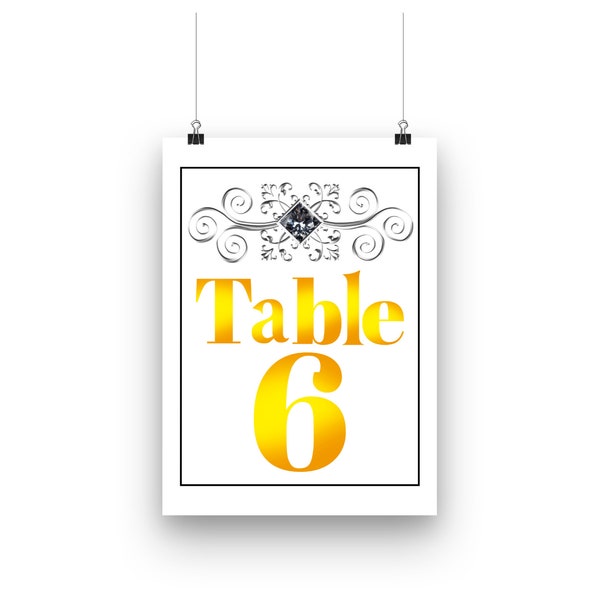 Printable Wedding Table Numbers, Ten Jewel Tone Reception Table Numbers