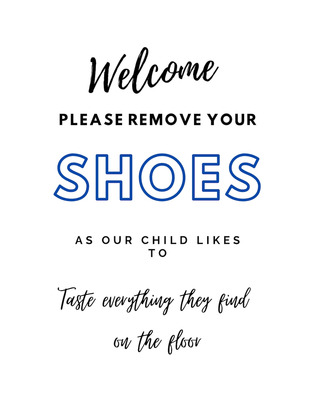 Printable Please Remove Your Shoes Sign, Remove Shoes Wall Decor, Little Fingers Sign, Children