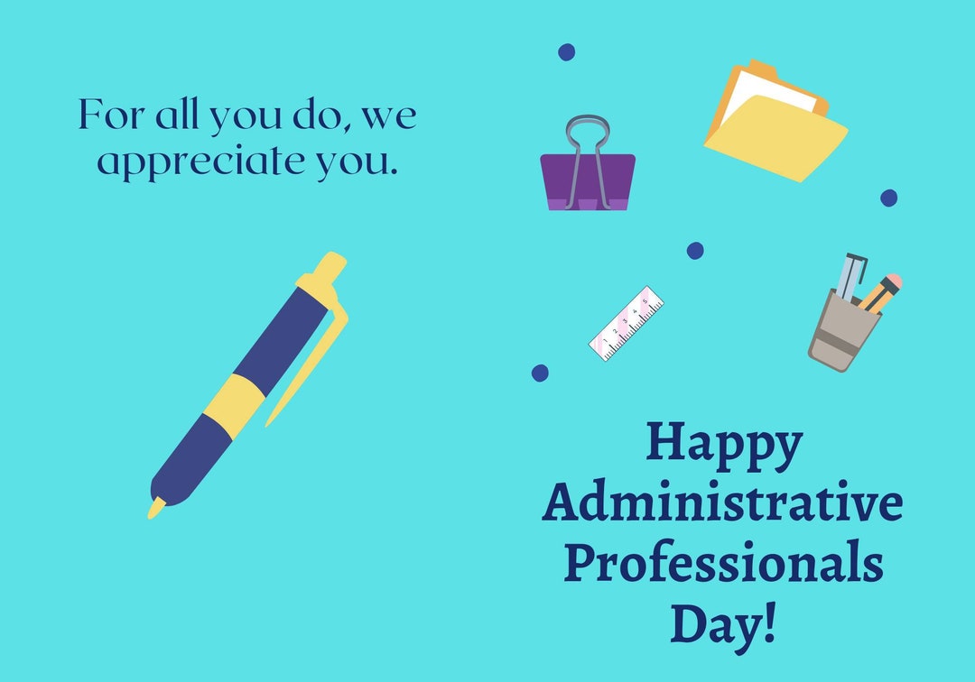 Happy Administrative Professionals Day Printable Card, Instant Print