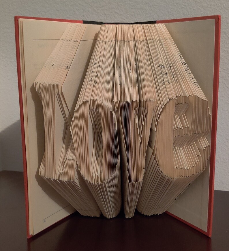 Love Folded Book Art Book of Love Valentine's Gift Love Etsy