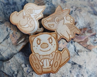 Unova Starters Wooden Pin