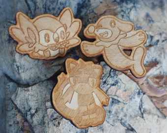 Alola Starters Wooden Pin