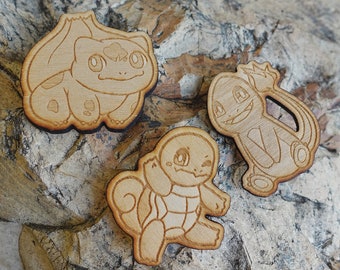 Kanto Starters Wooden Pin