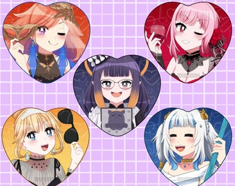 Holographic holoEN Buttons Heart (holoMyth)