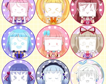 Aikatsu Buttons 2.25" (Aikatsu Friends)