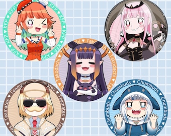 Holographic hololive English Buttons 3" (holoMyth)