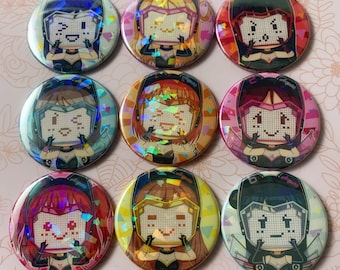Love Live Holographic Buttons 2.25" (Aqours Cyber)