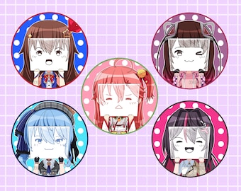 Holographic holoJP Buttons 2.25" (hololive Gen 0 Sign Face)