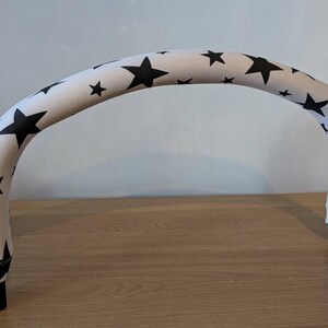 PLAIN JAINE ©2008-2024 White with black STARS protective stroller bar cover Pushchair Bumper Bar Cover Baby Gift Protective Cover Accessory
