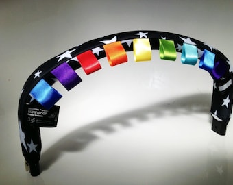 BUMPaLOOP ©2008-2016 STARS and RAINBOWS Taggy stroller bar cover Pushchair Bumper Bar Cover Sensory Aid Baby shower Gift Accessory taggies