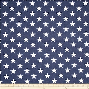 Stars Fabric by the Yard or Bolt white with navy blue field American flag all cotton Premier Prints home decor 54 inch wide SHIPS FAST