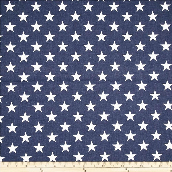 Stars Fabric by the Yard or Bolt white with navy blue field American flag all cotton Premier Prints home decor 54 inch wide SHIPS FAST