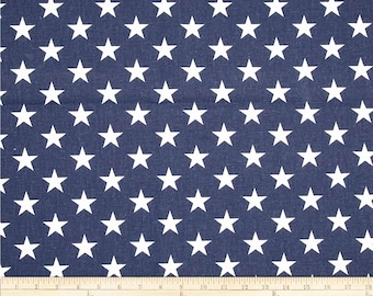 Stars Fabric by the Yard or Bolt white with navy blue field American flag all cotton Premier Prints home decor 54 inch wide SHIPS FAST