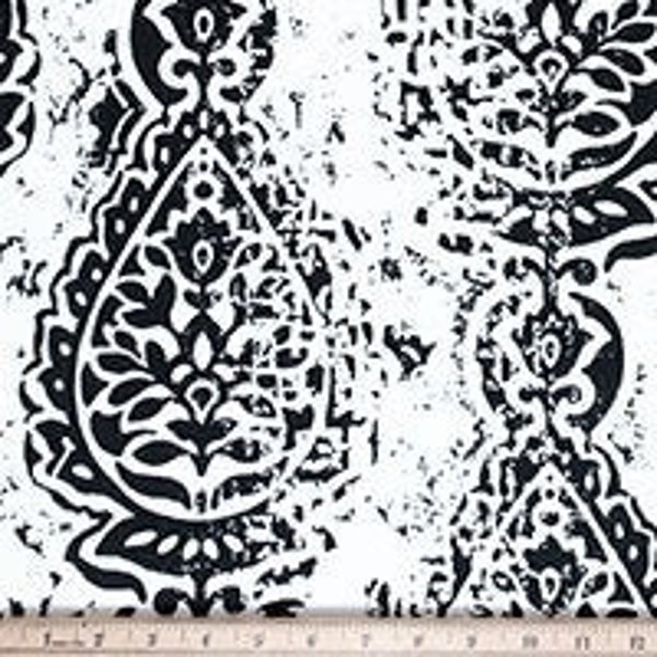 Black Damask Fabric by the YARD all Cotton Premier Prints Manchester Black White Home Decor crafts curtains pillows  SHIPsFAST