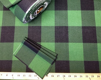 Green Black Buffalo Check Plaid Fabric by the BOLT all Cotton Home Decor Premier Prints forest valley 30 yards!