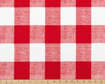 Red Buffalo Plaid Check Fabric by the YARD all Cotton lipstick Home Decor Curtain Pillow Runner Drapes Premier Prints on white SHIPsFAST
