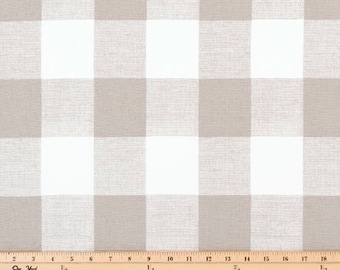 Ecru Buffalo Plaid Check Fabric by the YARD beige tan Home Decor Upholstery Curtain Pillow Runner Anderson Premier Prints on white