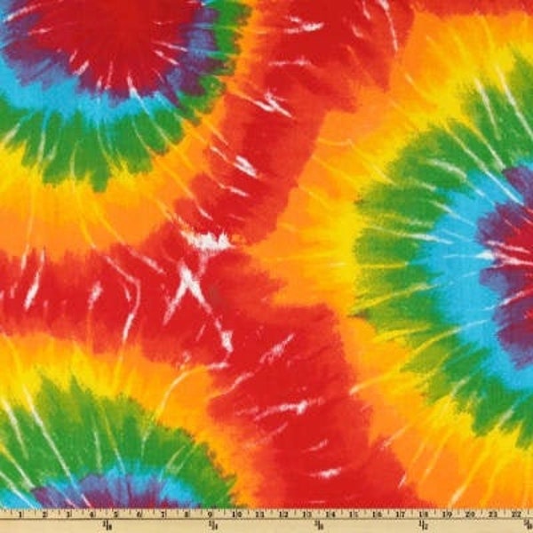 Tie Dyed Fabric by the Yard, Bolt or Sample all Cotton Premier Prints Summer on white rainbow Home Decor 54 inch wide SHIPs FAST