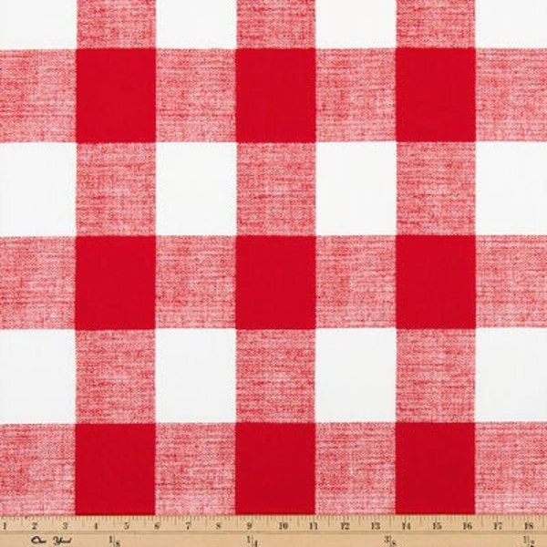 Red Buffalo Plaid Check Fabric by the YARD all Cotton lipstick Home Decor Curtain Pillow Runner Drapes Premier Prints on white SHIPsFAST