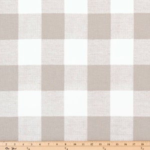 Ecru Buffalo Plaid Check Fabric by the YARD beige tan Home Decor Upholstery Curtain Pillow Runner Anderson Premier Prints on white
