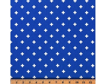 Blue Cross Fabric by the YARD all Cotton Mini Swiss Cross Cobalt Home Decor Premier Prints SHIPsFAST