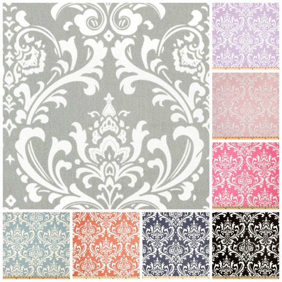 Damask Fabric By The Bolt Grey Black Navy Blue Coral Pink Etsy