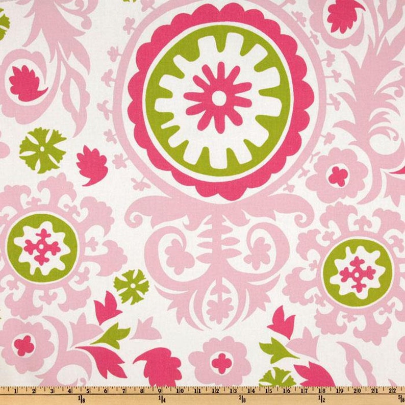 Pink suzani Fabric by the Yard all Cotton Home Decor floral Etsy