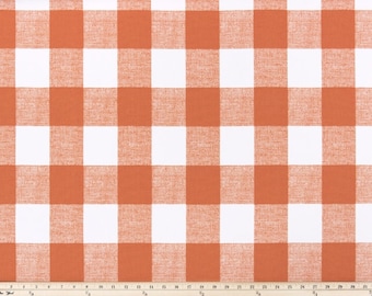 Orange Buffalo Plaid Check Fabric by the YARD all Cotton Home Decor Anderson Monarch Premier Prints on white SHIPs FAST