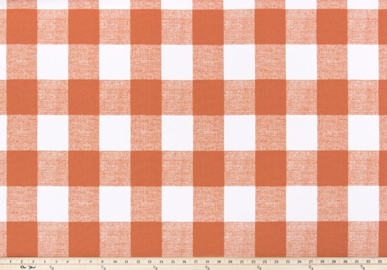 Orange Buffalo Plaid Check Fabric by the SAMPLE, YARD or BOLT all Cotton Home Decor Anderson Monarch Premier Prints on white SHIPsFAST image 1