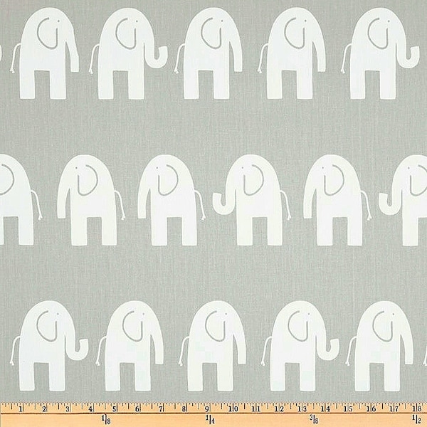 Elephant Fabric by the Yard all CottonHome Decor Weight nursery pillows curtains upholstery Premier Prints Ele storm grey on white SHIPsFAST