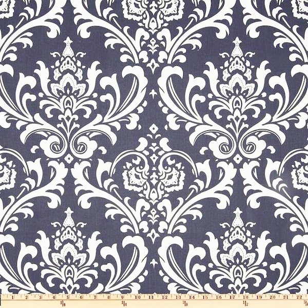 Blue Damask Fabric by the YARD Navy Home Decor all Cotton Premier Prints Ozborne SHIPsFAST