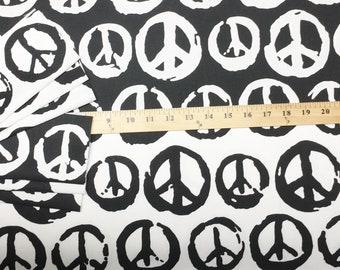Peace Sign Fabric by the BOLT YARD or SAMPLE Black White Peaceful Home Decor Designer Yardage Premier Prints