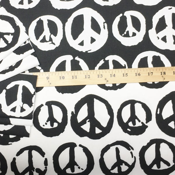 Peace Sign Fabric by the BOLT YARD or SAMPLE Black White Peaceful Home Decor Designer Yardage Premier Prints