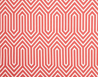 Coral Geometric Fabric by the YARD all Cotton trail Home Decor curtain pillow runner drapes  Premier Prints SHIPS FAST
