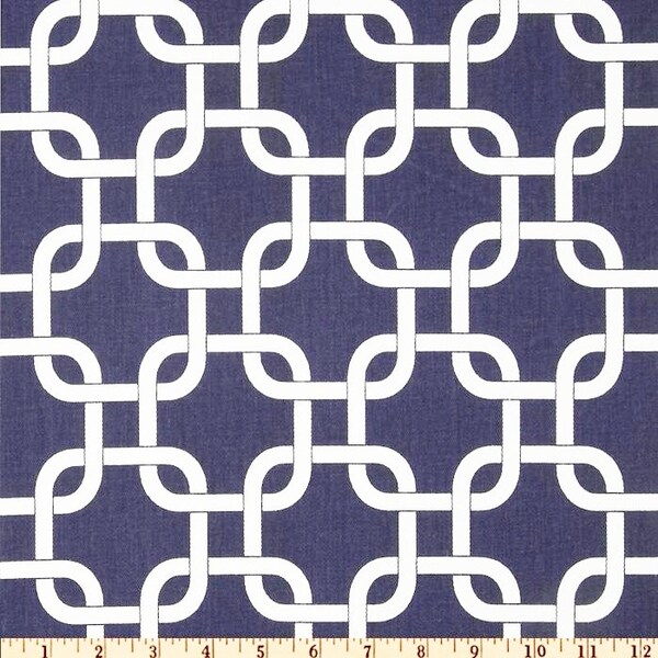 Navy Geometric Fabric by the Yard all Cotton Home Decor pillow curtain drape runner Gotcha cotton Twill Premier Prints chain link SHIPsFAST