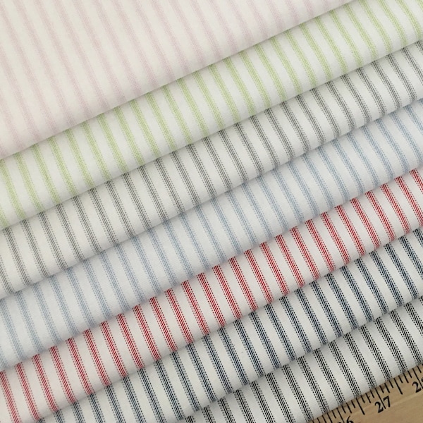 Stripe Fabric by the BOLT Feather Tick Print Classic Home Decor lipstick red kiwi green bella pink blue navy black on white 30 yards
