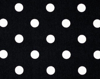 Black Polka dot Fabric by the YARD all Cotton home decor Premier Prints on white curtains drapes pillows runners SHIPsFAST