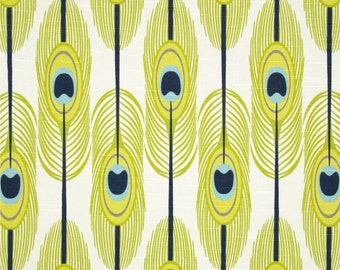 Peacock Feathers Fabric by the YARD all Cotton  Premier Prints green blue canal slub home decor SHIPsFAST