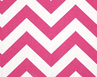 Hot Pink Chevron Fabric by the YARD all Cotton candy pink on white Home Decor zigzag curtain pillow runner shower Premier Prints SHIPsFAST