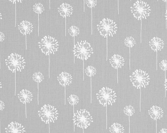 Grey Dandelion Fabric by the yard yardage home decor Premier Prints Small Dandelion Cotton storm gray on white  SHIPsFAST