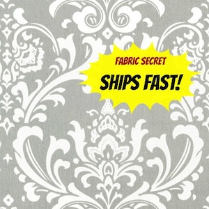 Tissu damassé gris par mètre, tout en coton, imprimés OZBORNE STORM sur des rideaux blancs pour décoration d'intérieur, des chemins de câbles, des coussins SHIPsFAST