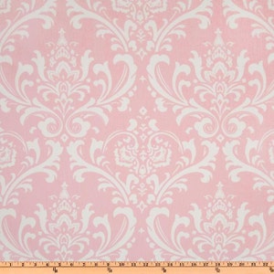 Pink Damask Fabric by the YARD Home Decor Upholstery Curtain Pillow Runner Slipcover Drapes Premier Prints Ozborne Bella Pink SHIPsFAST