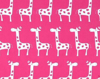 Hot Pink Giraffe Fabric by the Yard all Cotton Premier Prints Gisella Stretch candy pink Home Decor SHIPsFAST