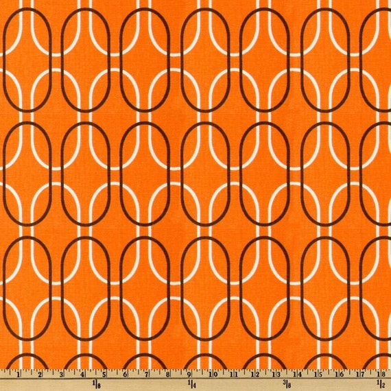 Orange Fabric Geometric By The Yard Home Decor Curtains Etsy
