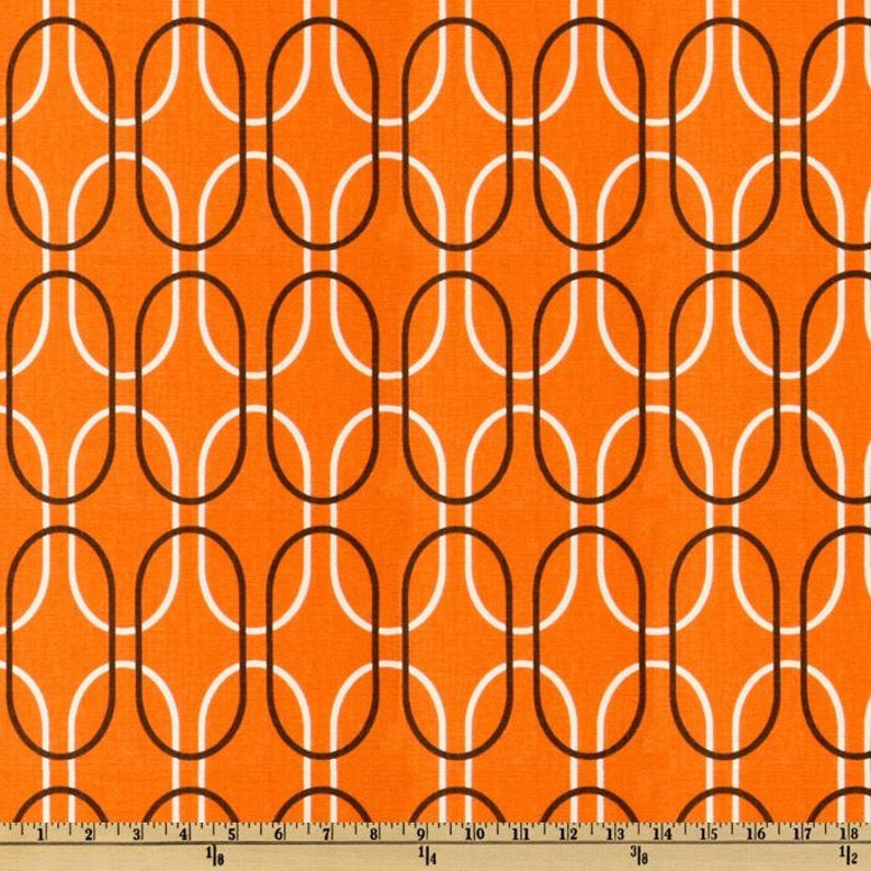 Orange Fabric Geometric By The Yard Home Decor Curtains Etsy