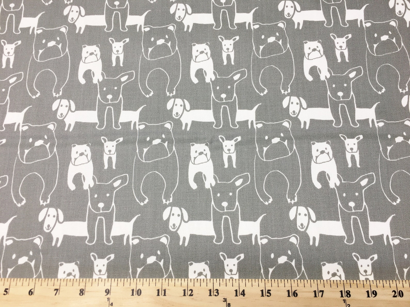 Grey Puppy Dog Fabric by the SAMPLE YARD or BOLT All Cotton Etsy