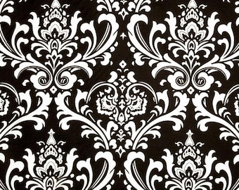 Black Damask Fabric by the YARD Premier Prints Ozborne cotton upholstery home decor fabrics curtains pillows runners drapes SHIPsFAST