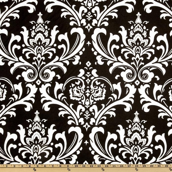 Black Damask Fabric by the YARD Premier Prints Ozborne cotton upholstery home decor fabrics curtains pillows runners drapes SHIPsFAST