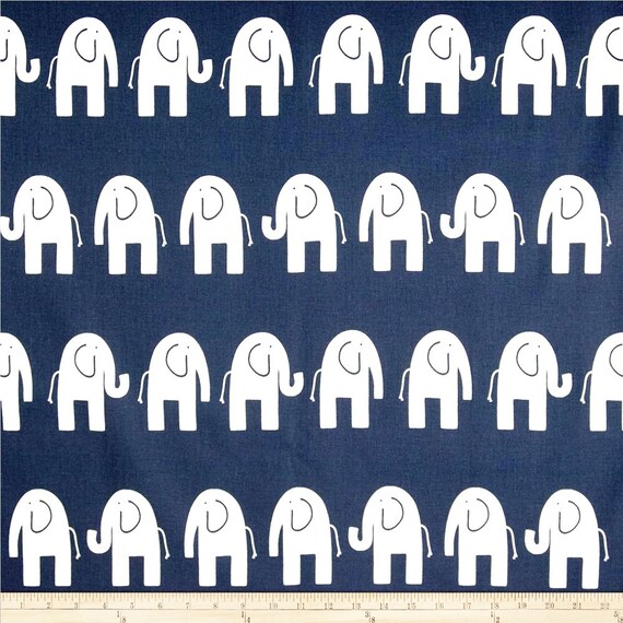 Blue Elephant Fabric by the YARD all Cotton Home Decor nursery babys room pillows covers curtains Premier Prints Ele Navy white SHIPsFAST