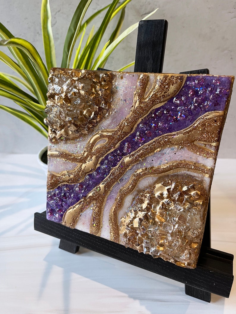 Purple Geode Wall Art by Lisa Gates / Resin Geode / Wall Art / Crystal
